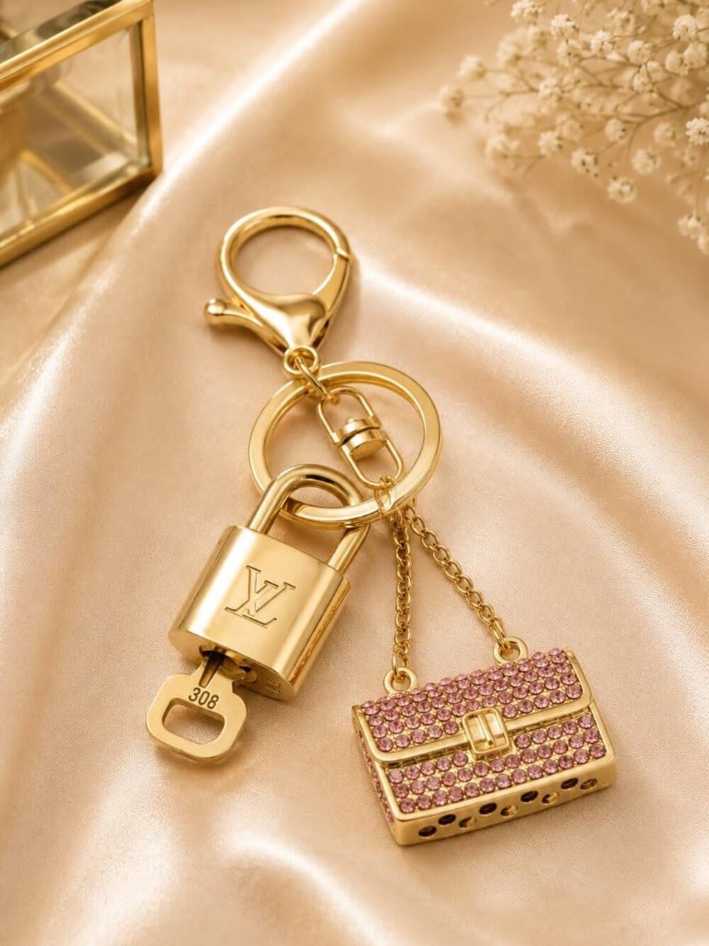 Louis Vuitton Gold Padlock 🔑 Authentic LV Unbranded Keychain Bag Charm